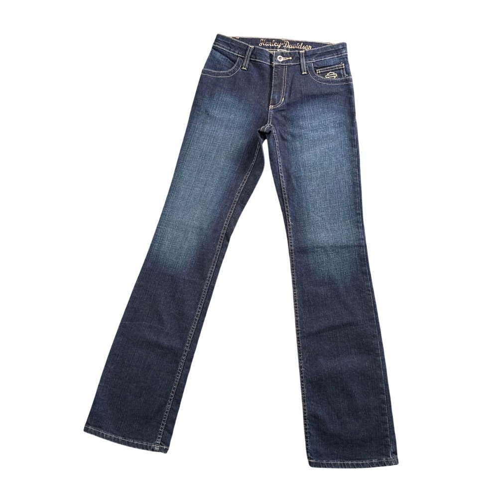 Harley Davidson Bootcut Jeans Women 0 Tall Biker‎ Y2K Moto Dark Wash